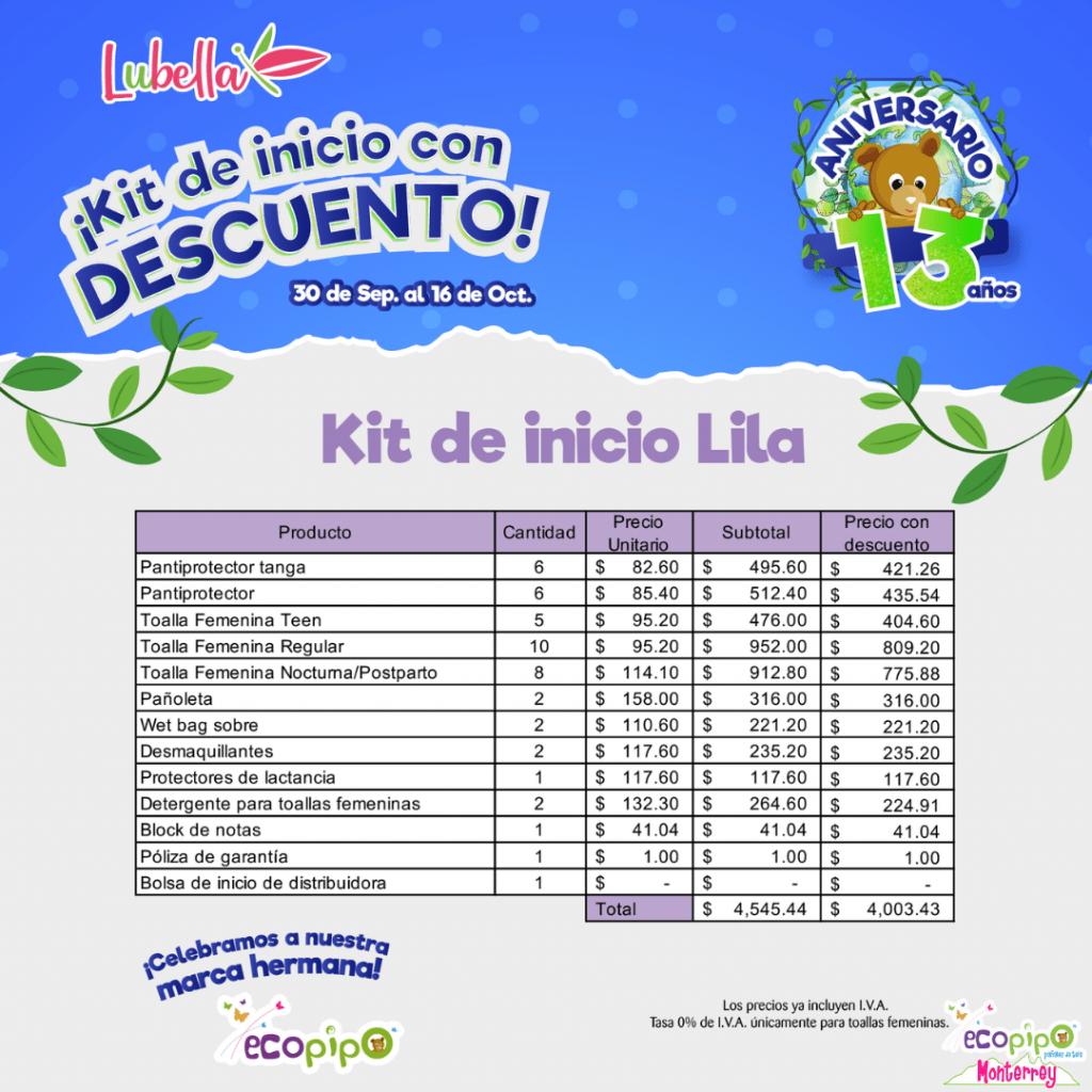 Kit De Inicio De Distribuidor Toallas Femeninas De Tela Lubella